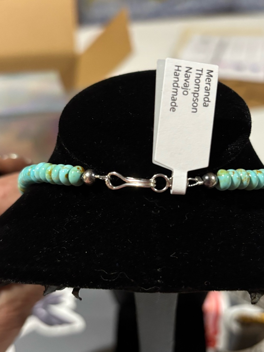 #8 Turquoise Beaded Necklace with Sterling Silver Pearls-Navajo - Picture 2 of 5